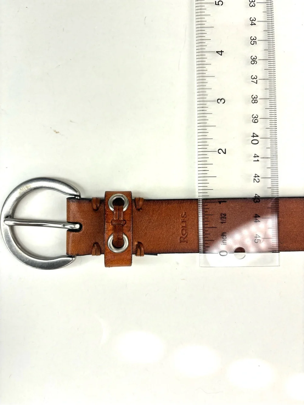 ROLFS Rustic Tan‎ Woven Leather Boho Western Belt Silver Grommets Ring Buckle LG